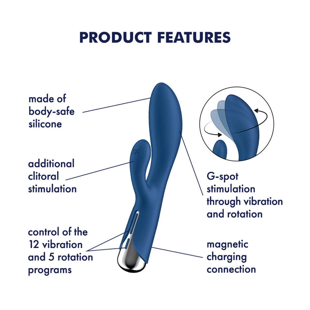 Satisfyer Spinning Rabbit 1 Rotating Shaft Vibrator - Blue