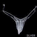 Rhinestone crystal bikini thong Gold or Silver