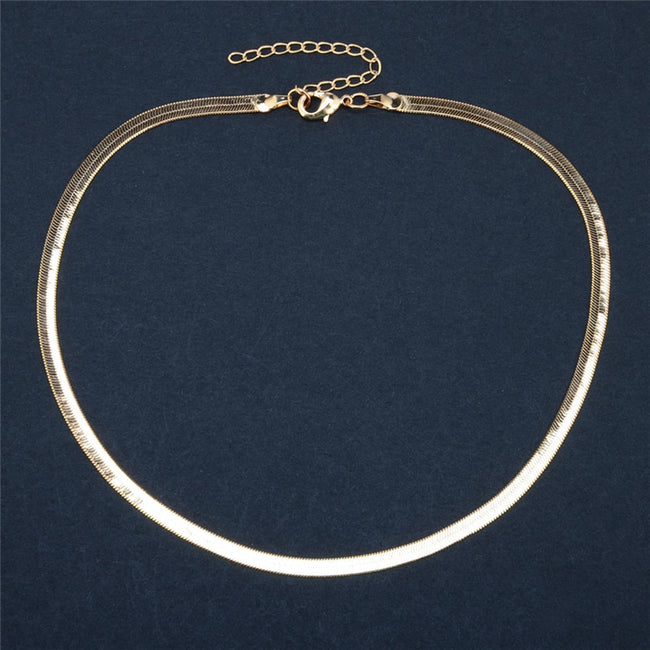 Necklace - elegant luxury flat snake-bone link choker