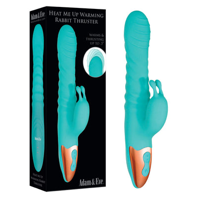 HEAT ME UP Warming Rabbit Thruster vibe - Teal 23.6 cm USB Rechargeable