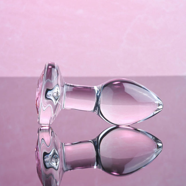 Adam & Eve Pink Gem Glass Butt Plug - Small 7.4 cm with Pink Gem Base