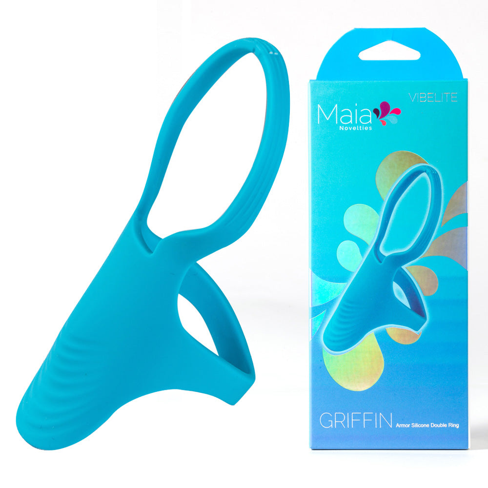 Maia GRIFFIN Cock Ring with Shield - Blue