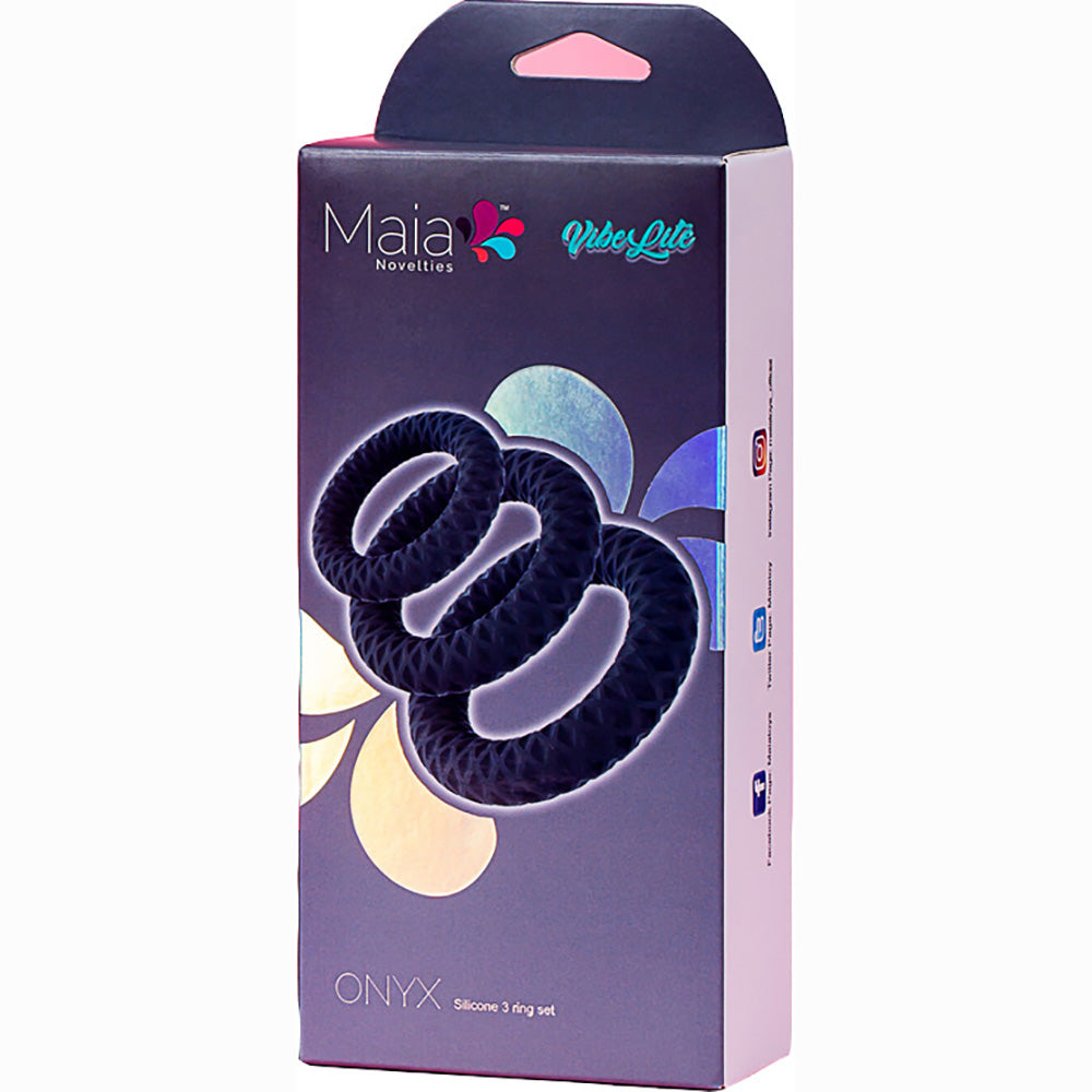 Maia ONYX 3pc Cock Rings Set - Black
