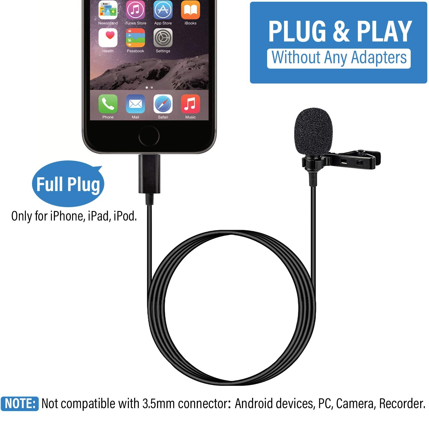 YC-LM10 II 1.5m Condenser Microphone for iPhone & iPad