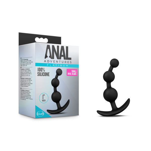 Anal Adventures Platinum Small Anal Beads - Black 13.3 cm (5.25'') Silicone Anal Beads