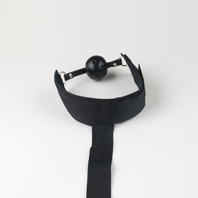 Restraint set - mouth gag with connected wrist cuffs