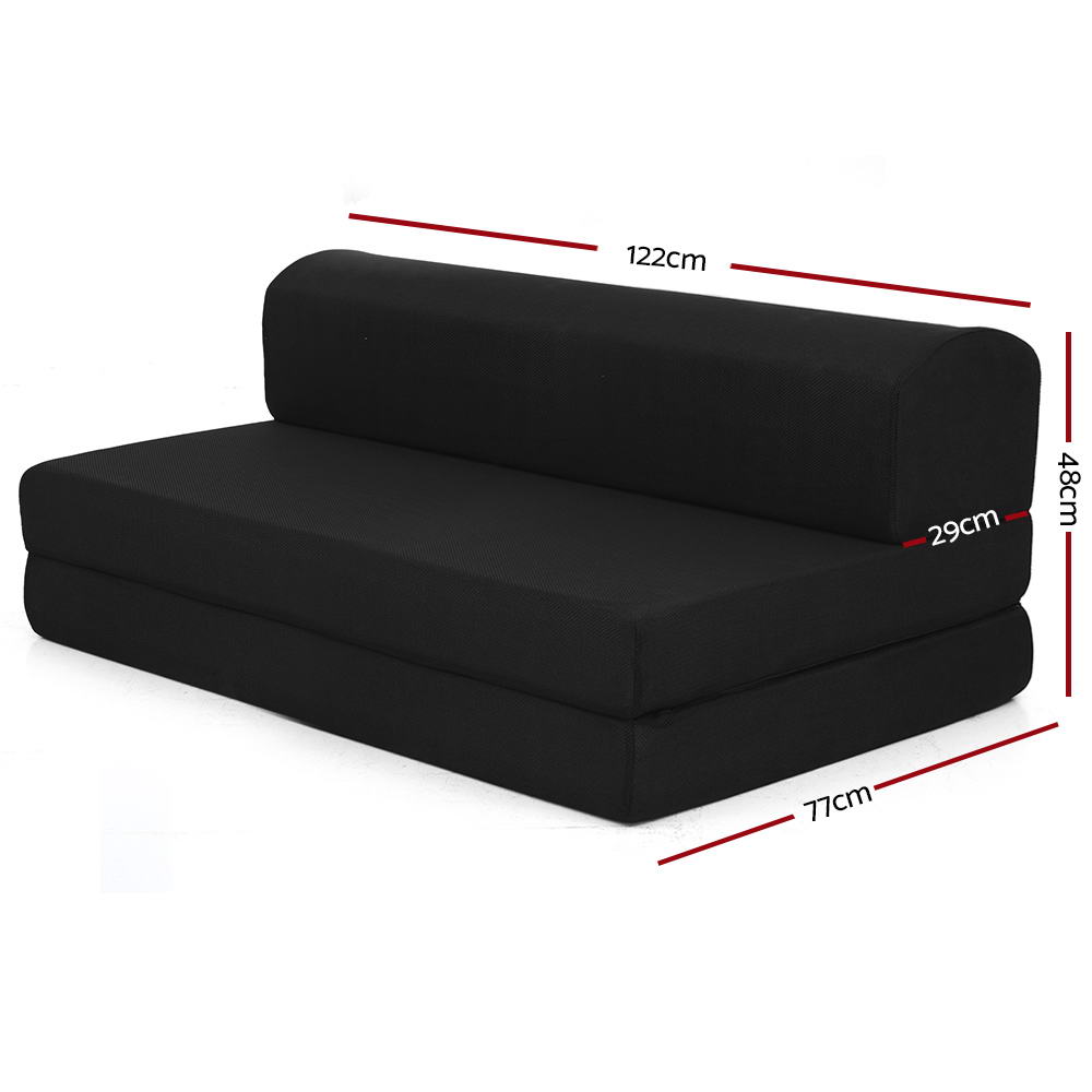 Giselle Bedding Folding Double Sofa Bed Air Mesh Fabric - Black