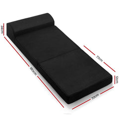 Giselle Bedding Folding Single Sofa Bed Air Mesh Fabric - Black
