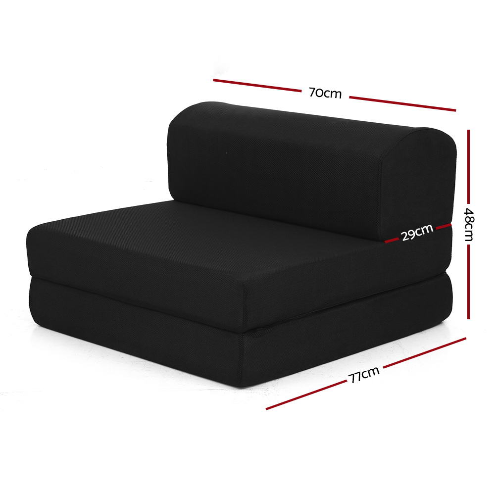 Giselle Bedding Folding Single Sofa Bed Air Mesh Fabric - Black