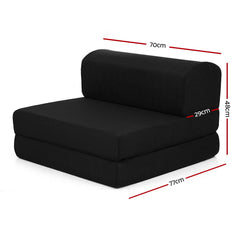 Giselle Bedding Folding Single Sofa Bed Air Mesh Fabric - Black