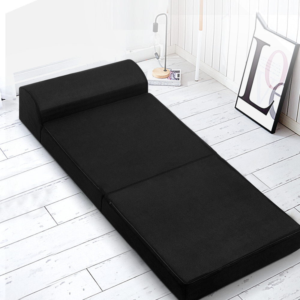 Giselle Bedding Folding Single Sofa Bed Air Mesh Fabric - Black
