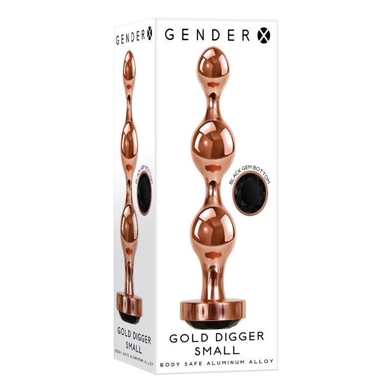 Gender X GOLD DIGGER Small Butt Plug with Black Gem Base
