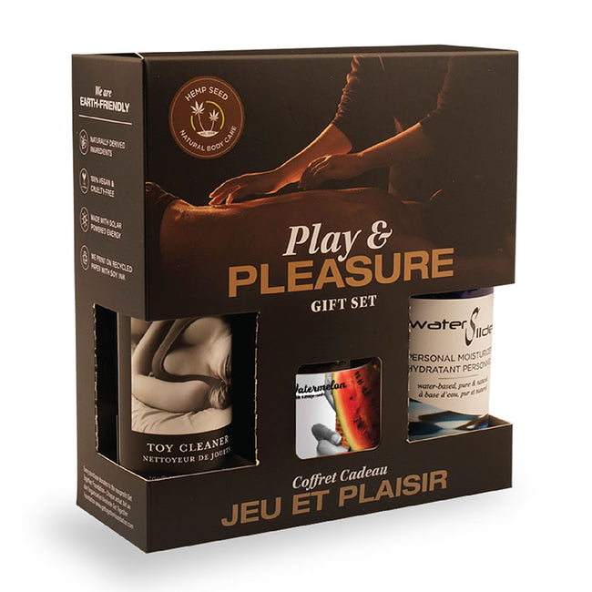 Hemp Seed Play & Pleasure Gift Set - Watermelon Flavoured Edible Candle with Lube & Cleaner