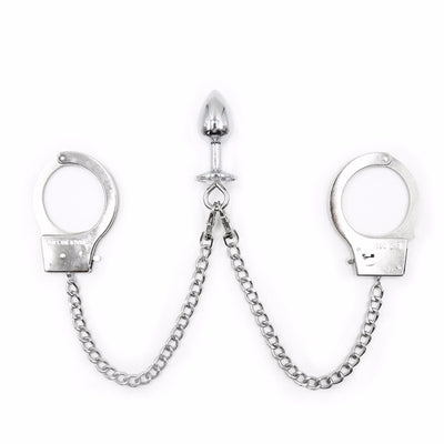 Metal Handcuffs with Anal Plug