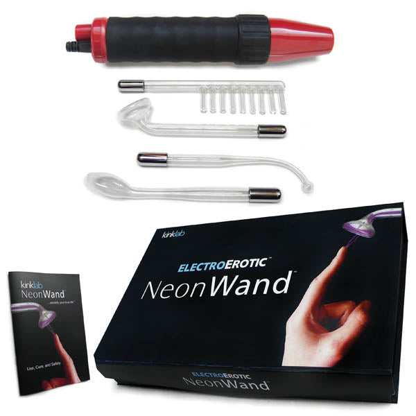 KinkLab Neon Wand Electrosex Kit E-Stim Kit - 5 Piece Set RED