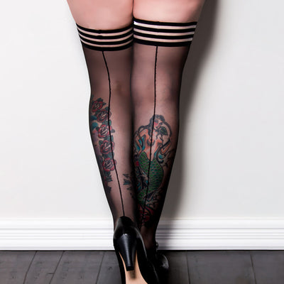 Kixies Lois  with Back Seam Thigh Highs - Size C