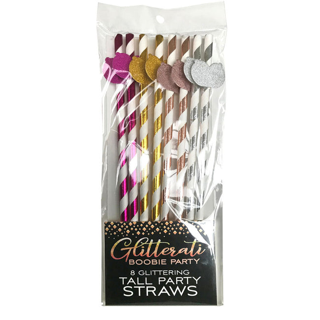 Glitterati - Boobie Tall Party Straws - Set of 8