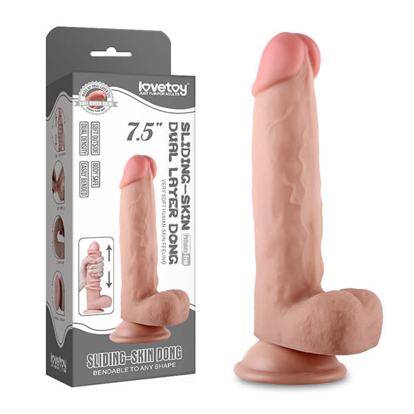 Sliding Skin Dual Layer Dong -  19 cm (7.5'') Dong with Flexible Skin