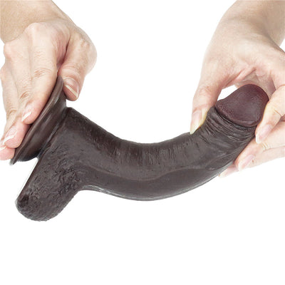 Sliding Foreskin 17.5 cm Dual Layer Bendable Dong - Black