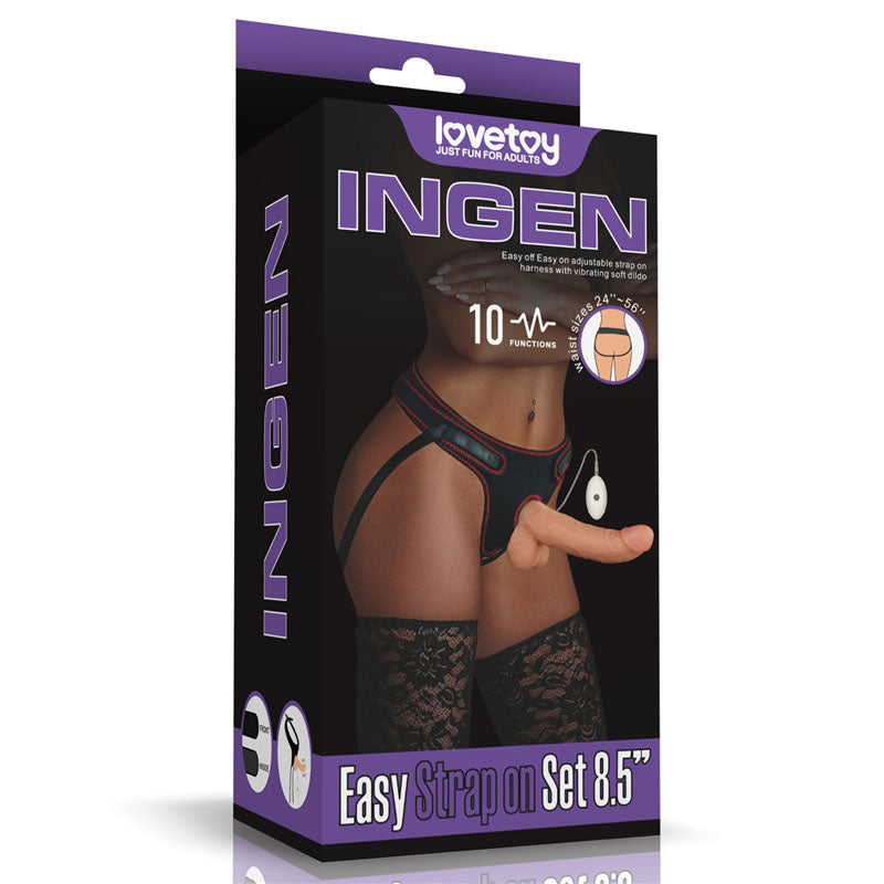 Ingen Easy Vibrating 21cm Curved Dildo with balls Strap-On Set