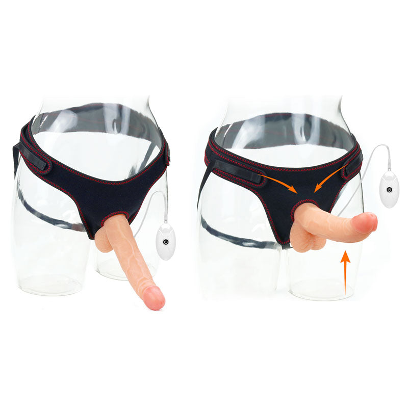 Ingen Easy Vibrating 21cm Curved Dildo with balls Strap-On Set