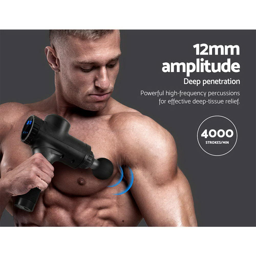 Massage Gun Electric LCD Percussion Massager 4000 strokes p.min BLACK
