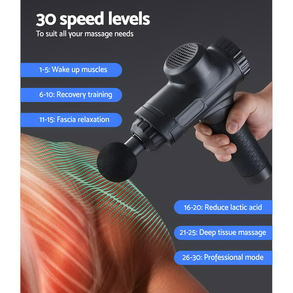 Massage Gun Electric LCD Percussion Massager 4000 strokes p.min BLACK