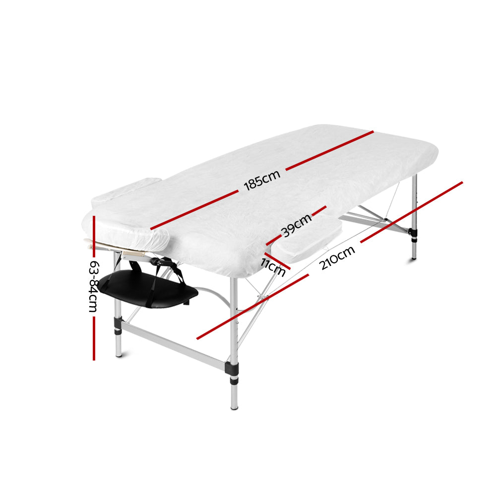 Zenses 3 Fold Portable Aluminium Massage Table - Black 75cm wide