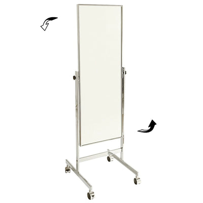 Mirror on wheels with adjustable angle Chrome frame