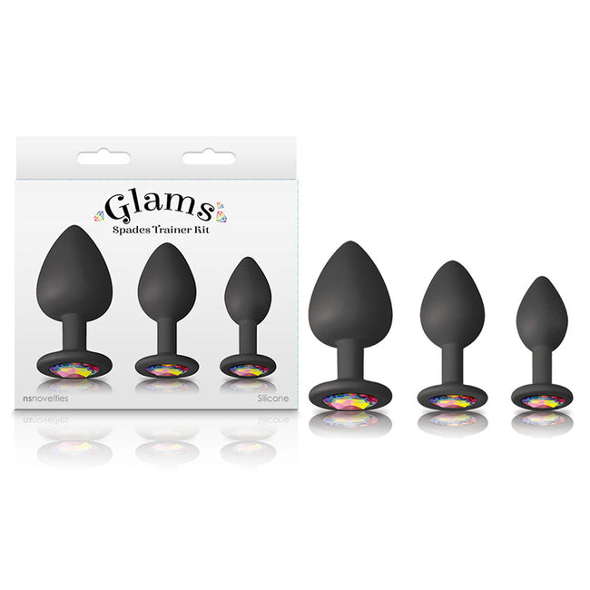 Glams Spades Trainer Kit -  Butt Plugs with Gems - Set of 3 Sizes