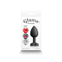 Glams Xchange Round Butt Plug with interchangeable Gem Inserts - Small