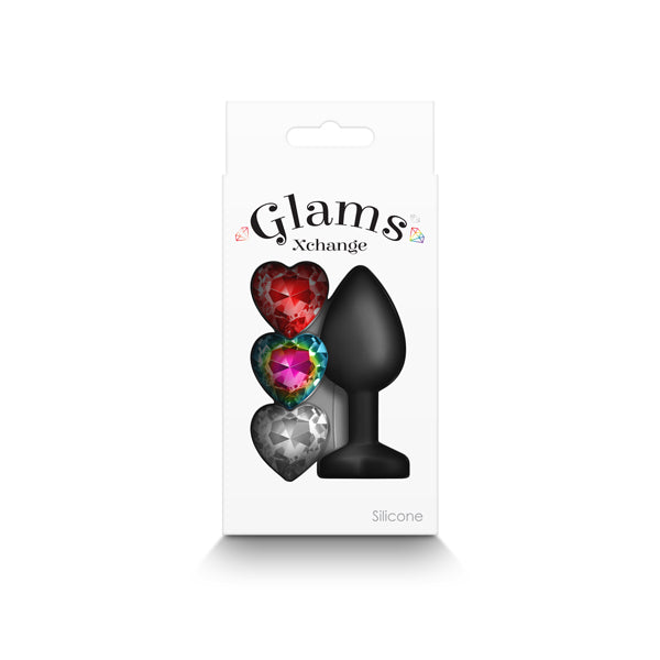 Glams Xchange Round Butt Plug with interchangeable Gem Inserts - Small