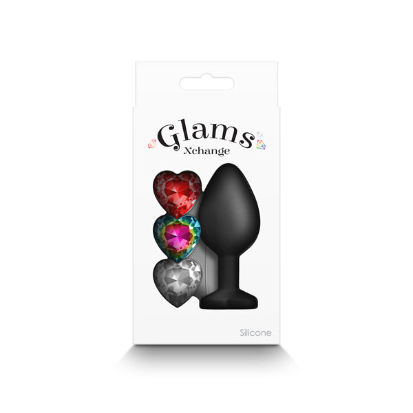 Glams Xchange Heart Base Butt Plug with interchangeable Gem Inserts - Medium