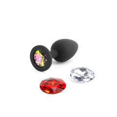 Glams Xchange Round Base Butt Plug with interchangeable Gem Inserts - Small