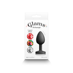 Glams Xchange Round Base Butt Plug with interchangeable Gem Inserts - Small