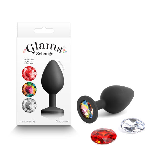 Glams Xchange Round Base Butt Plug with interchangeable Gem Inserts - Medium