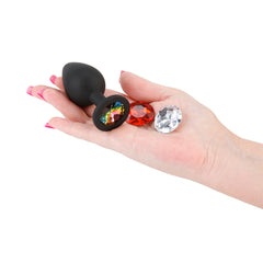 Glams Xchange Round Base Butt Plug with interchangeable Gem Inserts - Medium