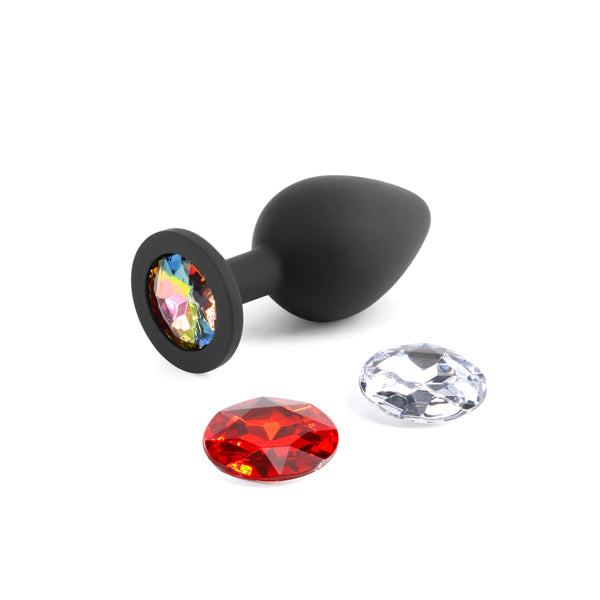 Glams Xchange Round Base Butt Plug with interchangeable Gem Inserts - Medium