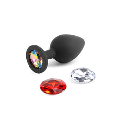 Glams Xchange Round Base Butt Plug with interchangeable Gem Inserts - Medium