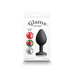 Glams Xchange Round Base Butt Plug with interchangeable Gem Inserts - Medium