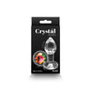 Crystal Desires Glass Butt Plug with Rainbow Gem - Small
