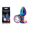 Rear Assets Butt Plug with Clear Crystal Insert - Multi Colour Small