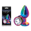 Rear Assets Butt Plug with Clear Crystal Insert - Multi Colour Medium