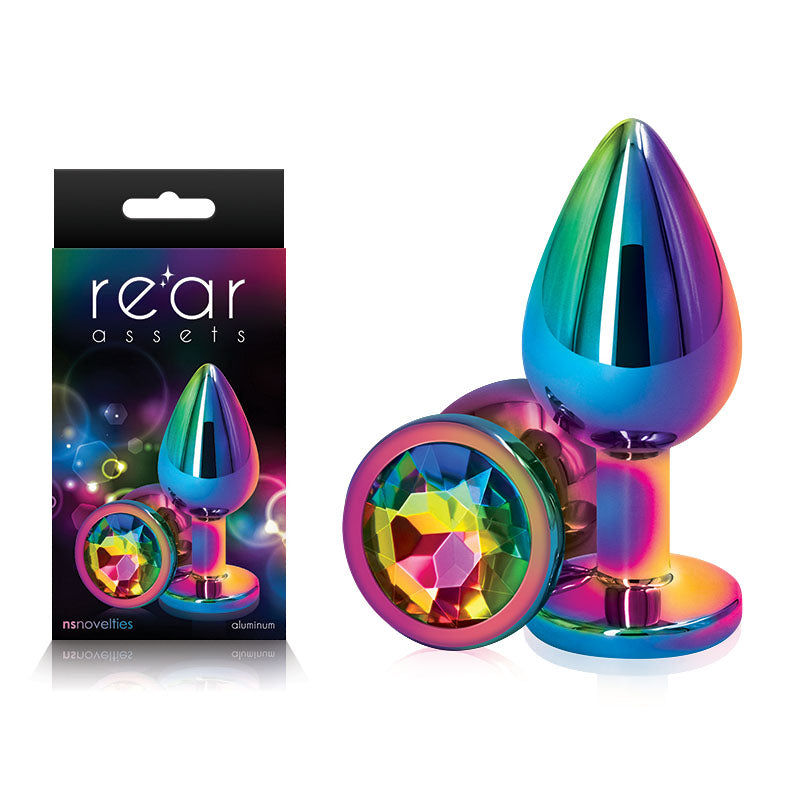 Rear Assets Butt Plug with Crystal Insert - Multi Colour Medium