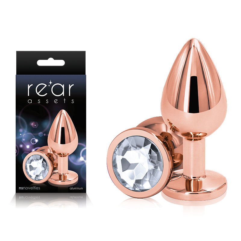 Rear Assets Butt Plug with Crystal Insert - Rose Gold Medium