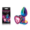 Rear Assets Butt Plug with Crystal Heart Insert - Multi Colour Small