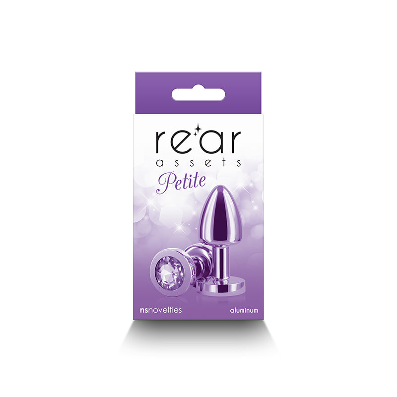 Rear Assets Butt Plug with Crystal Insert - Purple Petite