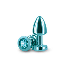 Rear Assets Butt Plug with Crystal Insert - Teal Petite