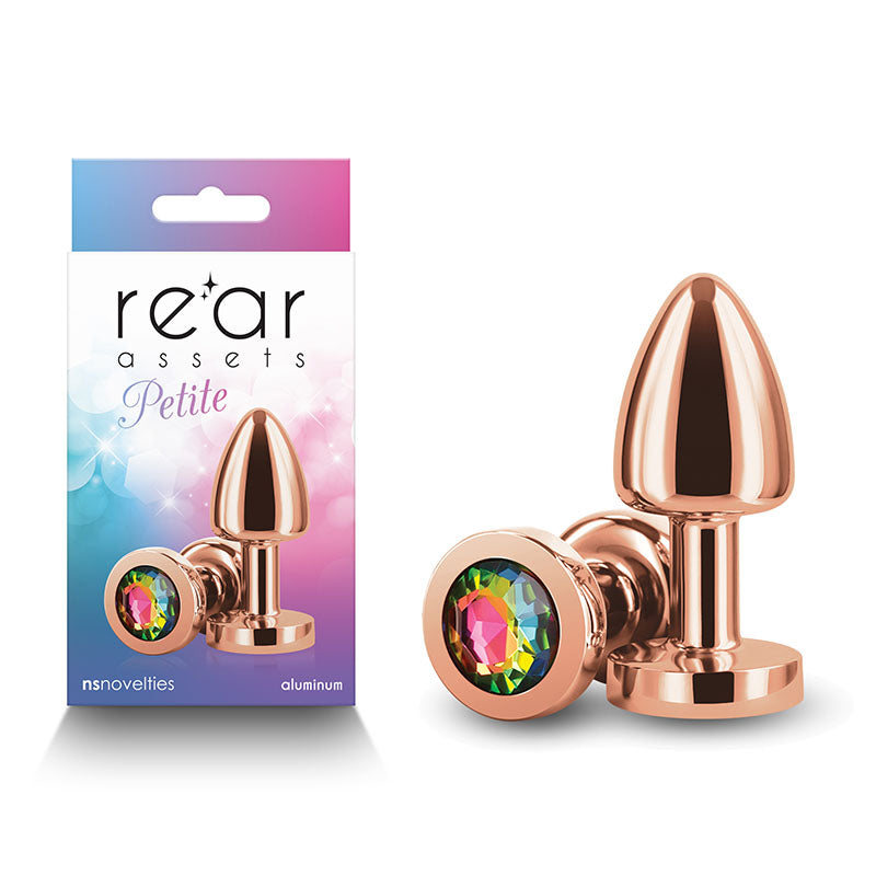 Rear Assets Petite Butt Plug with Rainbow Gem - Rose Gold