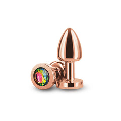 Rear Assets Petite Butt Plug with Rainbow Gem - Rose Gold